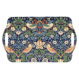 Morris & Co large size serving tray with handles, Strawberry Thief Blue floral design