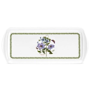 Botanic Garden melamine sandwich tray with Clematis flower and laurel leaf border
