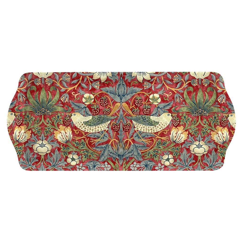 Sandwich tray size, Strawberry thief Red melamine floral pattern