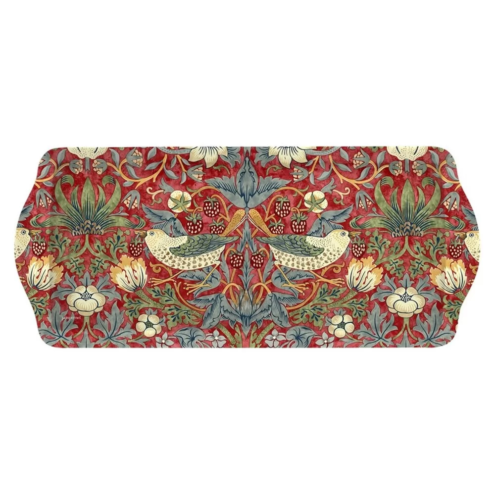Sandwich tray size, Strawberry thief Red melamine floral pattern