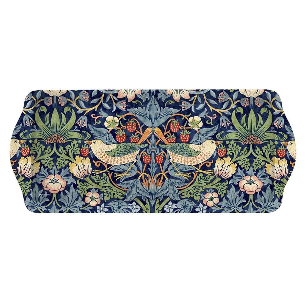 Morris & Co Sandwich tray size, Strawberry Thief Blue melamine floral pattern