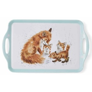 Fox with her cubs, Wrendale large size serving tray with handles