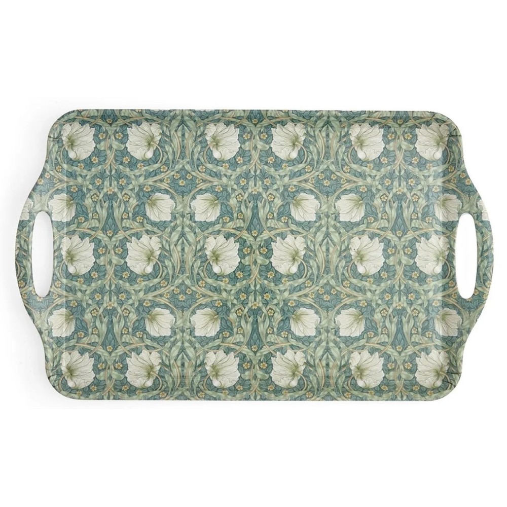 Green Pimpernel floral design Morris & Co large size serving tray with handles