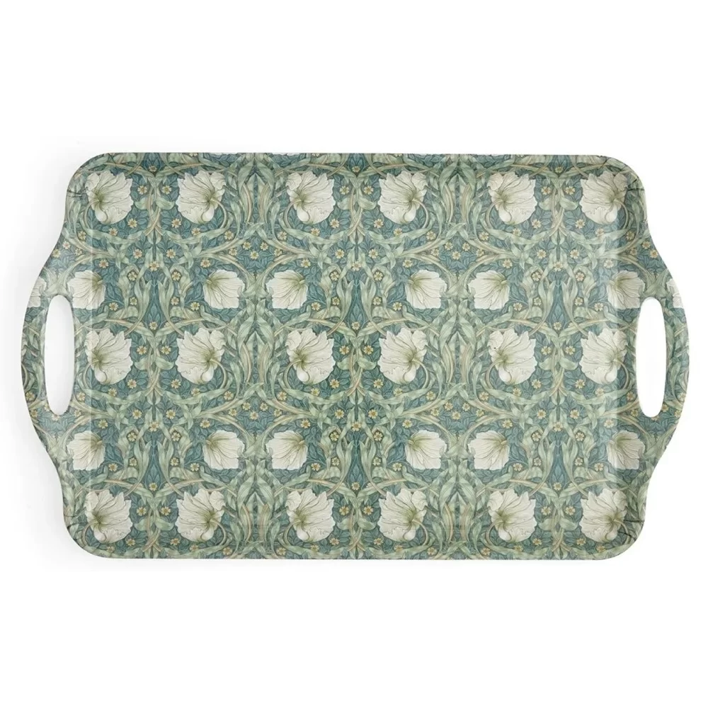 Green Pimpernel floral design Morris & Co large size serving tray with handles