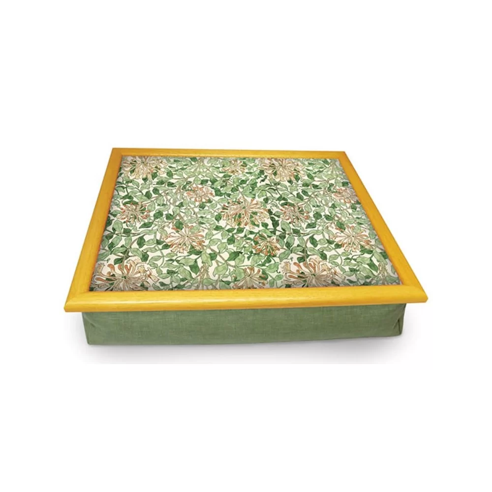 green floral design William Morris Honeysuckle lap tray