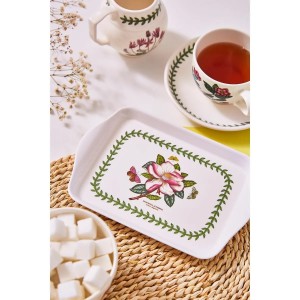 Lifestyle view small scatter tray, Botanic Garden Magnolia flower motif with cup of tea for scale