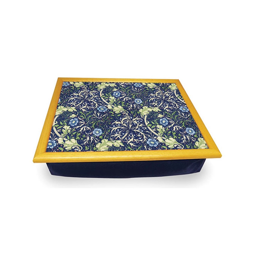 Dark blue William Morris Seaweed floral lap tray