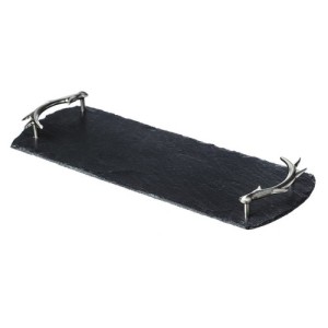 Antler handled slate tray, black, smaller version
