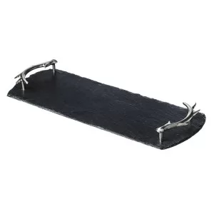 Antler handled slate tray, black, smaller version