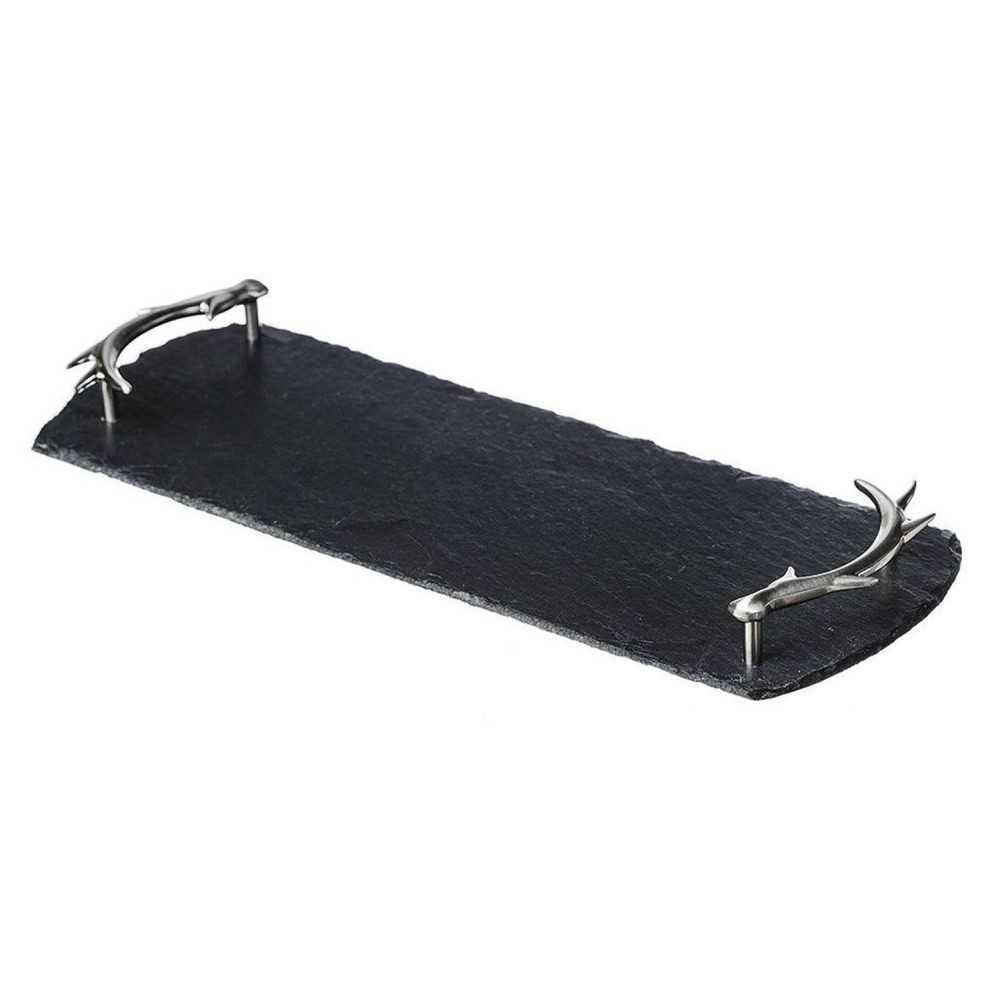 Antler handled slate tray, black, smaller version