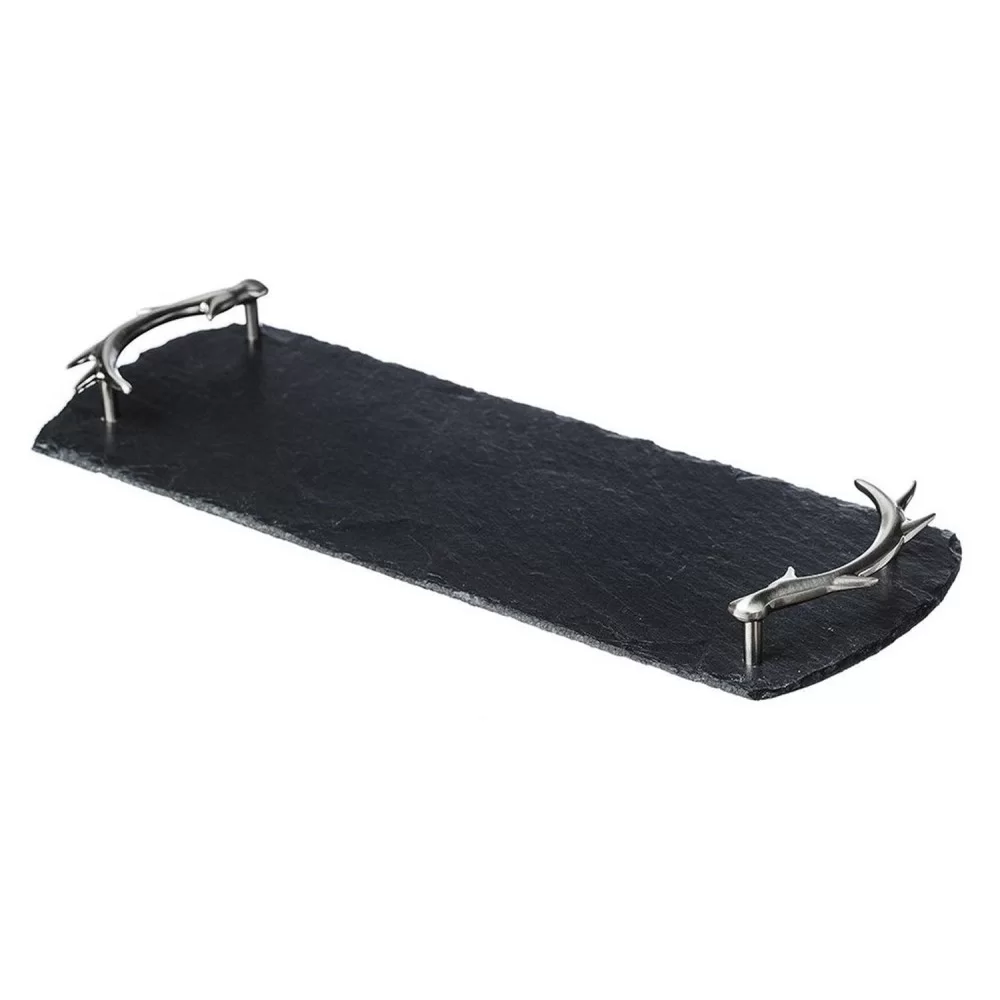 Antler handled slate tray, black, smaller version