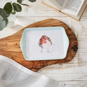 Lifestyle view of small scatter tray with a Wrendale Robin