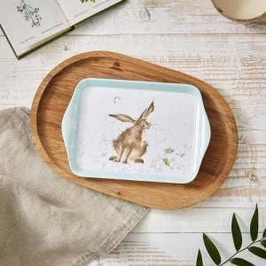 Lifestyle view of Hare design on a small scatter tray from Wrendale