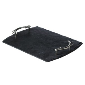 Antler handled slate tray, black, medium sized version