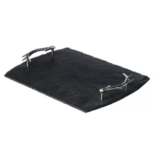 Antler handled slate tray, black, medium sized version