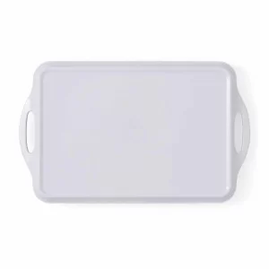 Base view of white Wrendale large size serving tray with handles