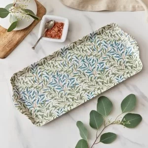 Sandwich tray size, Morris & Co Willow Bough melamine blue and green floral pattern lifestyle shot on table