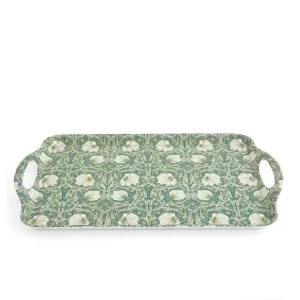 Pimpernel floral design William Morris large size serving tray with handles, angled view