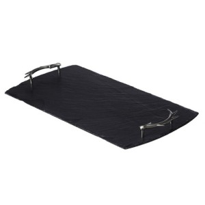 Antler handled slate tray, black, largest version by Selbrae House
