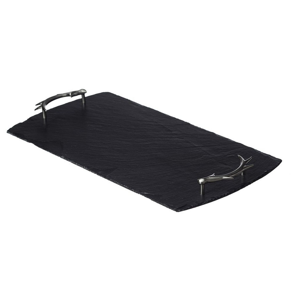 Antler handled slate tray, black, largest version by Selbrae House