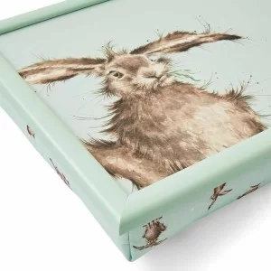 Lifestyle view of Wrendale Hare lap tray on chair