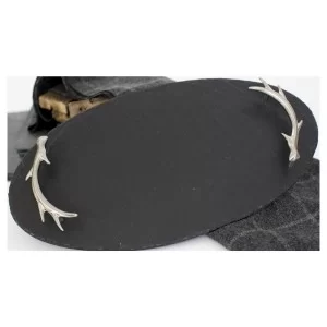 Oval shaped Antler handled slate tray, black by Selbrae House