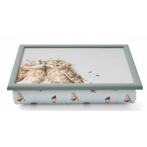 Side view of Wrendale Owls lap tray showing cushion depth